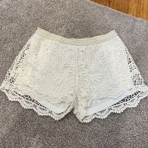 Tan lace shorts